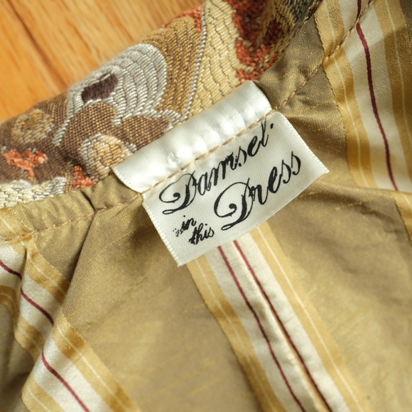 Damsel In This Dress Underbust Vixen Corset Orange Floral Brocade Renaissance - Picture 8 of 10